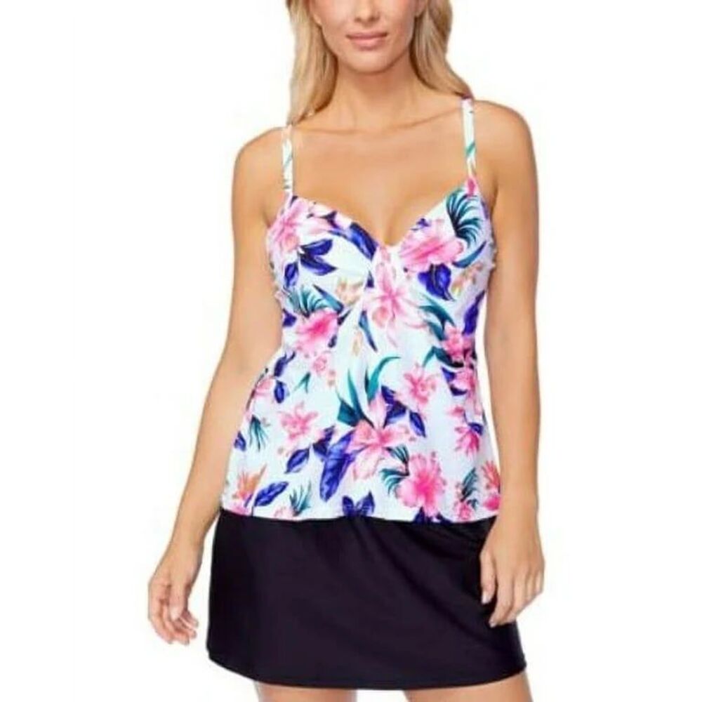 Island Escape Scorpio Underwire Tankini Top Dream On White Size 6